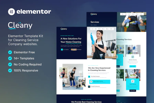 Cleany – 清洁服务公司 Elementor 模板套件-极客小站