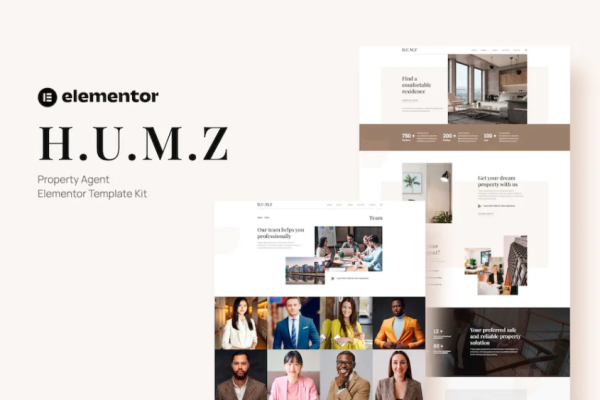Humz-房地产经纪人Elementor模板套件-极客小站
