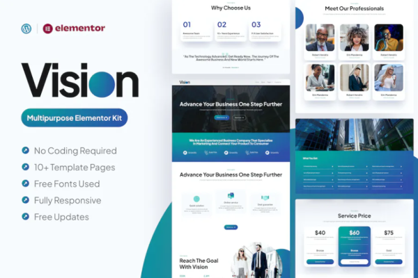 Vision – 多用途 Elementor Pro 模板套件-极客小站