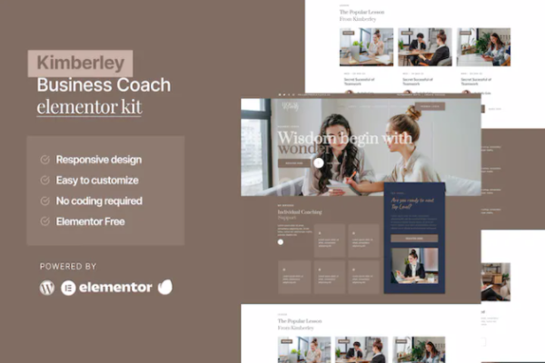 Kimberley – 商务教练 Elementor 模板套件-极客小站