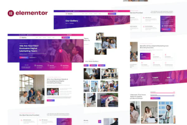 Wefa – 数字营销和品牌设计机构 Elementor 模板套件-极客小站