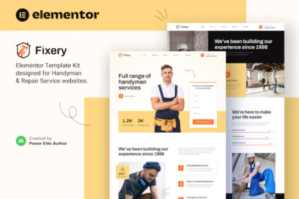 Fixery – 杂工和维修服务 Elementor 模板套件-极客小站