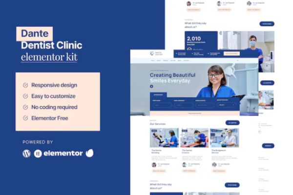 Dante – 牙医和牙科诊所 Elementor 模板套件-极客小站