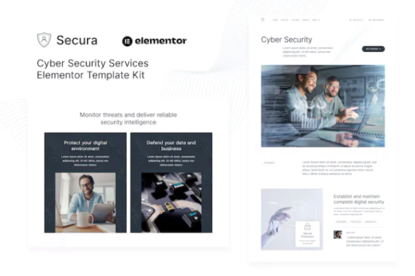 Secura – 网络安全服务 Elementor 模板套件-极客小站