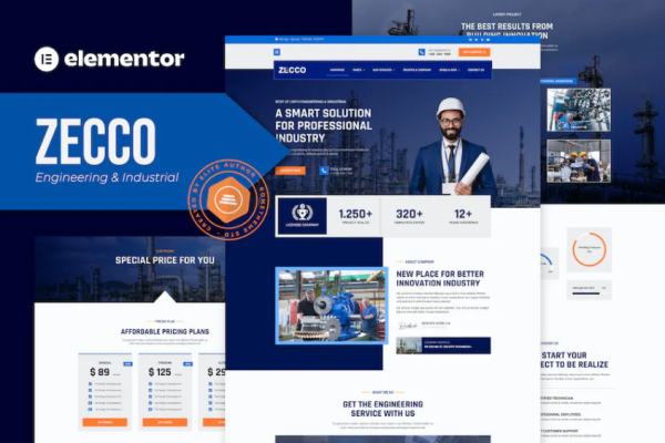 Zecco – 工程与工业公司 Elementor 模板套件-极客小站