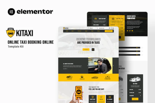 Kitaxi – 在线出租车预订 Elementor 模板套件-极客小站