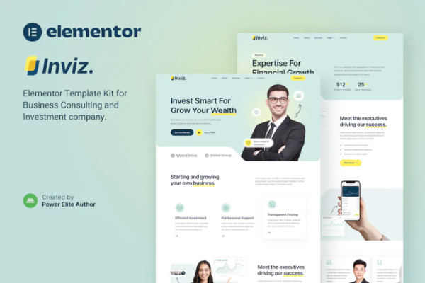 Inviz – 商业咨询和投资 Elementor 模板套件-极客小站