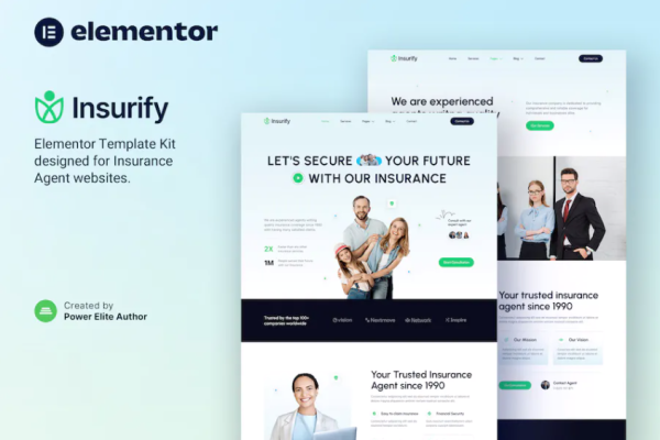 Insurify – 保险代理人和咨询元素模板套件-极客小站