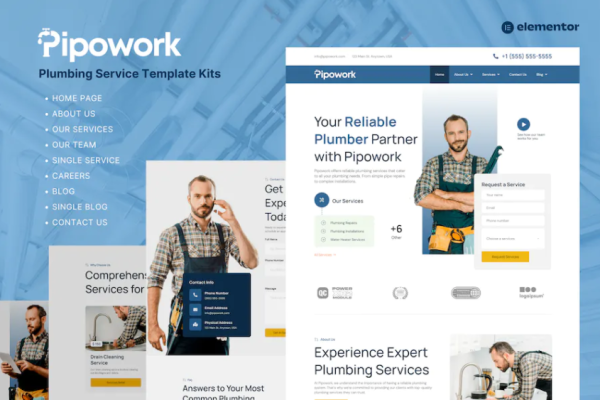 Pipowork – 管道服务业务元素模板套件-极客小站