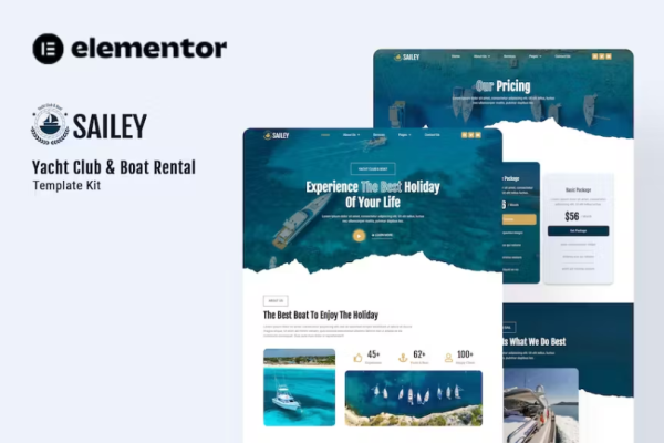 Sailey – 游艇俱乐部和船只租赁 Elementor 模板套件-极客小站