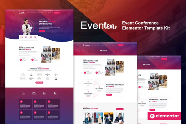 Eventen – 活动会议 Elementor Pro 模板套件-极客小站