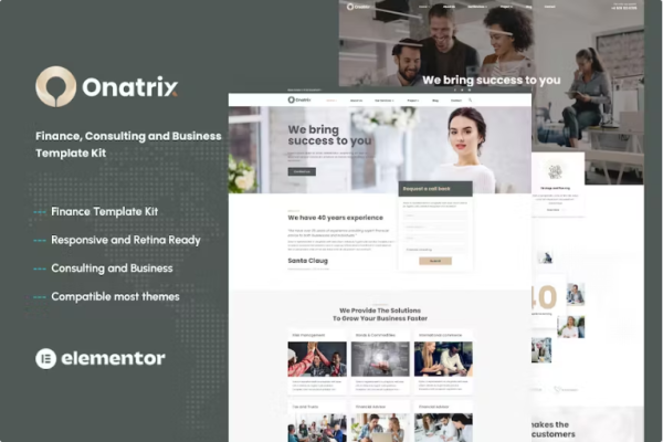 Onatrix – 财务咨询和业务元素模板套件-极客小站