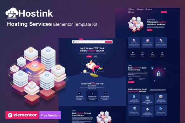 Hostink – 托管服务 Elementor 模板套件-极客小站