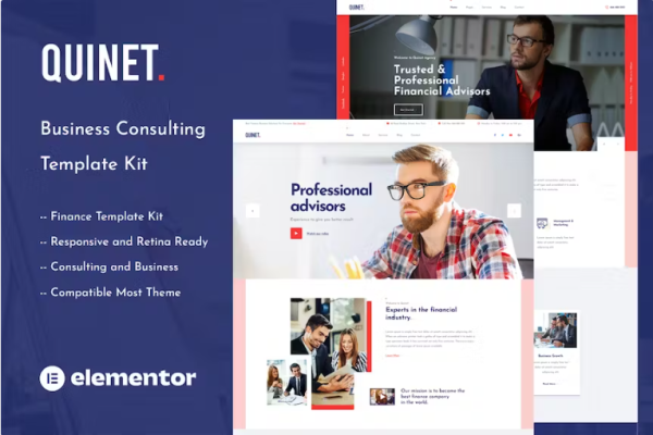 Quinet – 业务咨询 Elementor 模板套件-极客小站