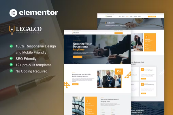 Legalco – 公证人和法律服务 Elementor Pro 模板套件-极客小站