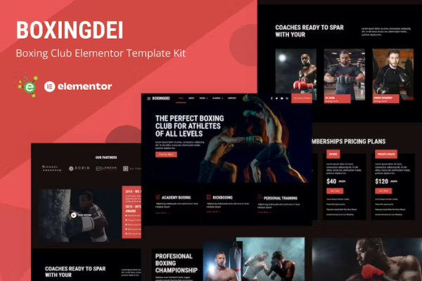 Boxingdei-拳击俱乐部Elementor Pro模板套件-极客小站