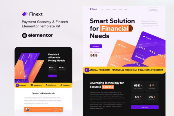 Finext-支付网关和金融科技元素模板套件-极客小站