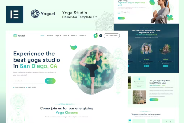 Yogazi – Yoga Studio Elementor Pro 模板套件-极客小站