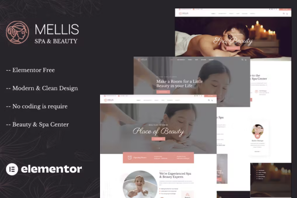 Mellis – 美容和水疗 Elementor 模板套件-极客小站