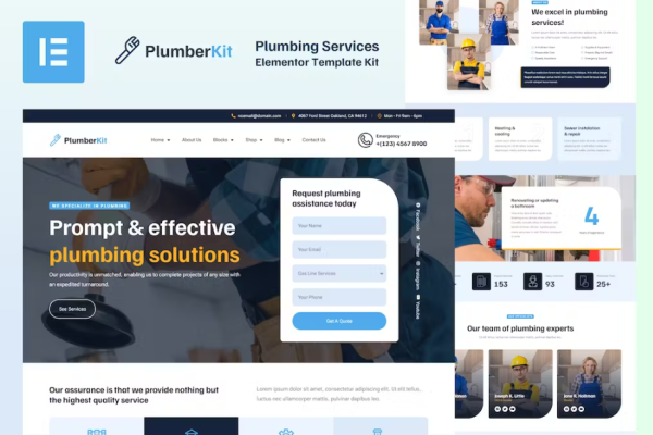 PlumberKit – 管道服务 Elementor 模板套件-myforexstore