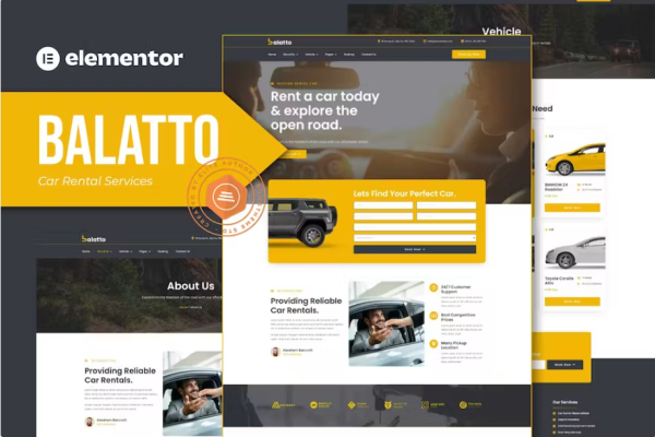 Balatto – 汽车租赁公司 Elementor Pro 模板套件-极客小站