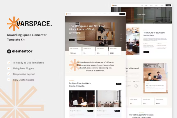 Varspace – 共同工作空间 Elementor 模板套件-极客小站