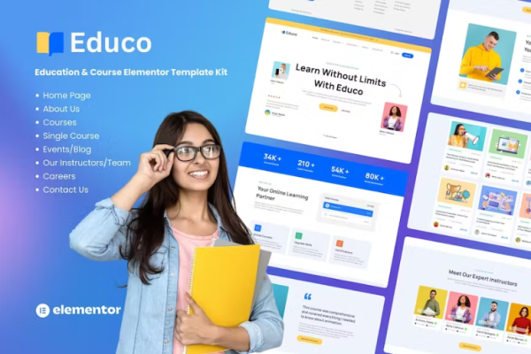 Educo – 教育和在线课程元素模板套件-myforexstore