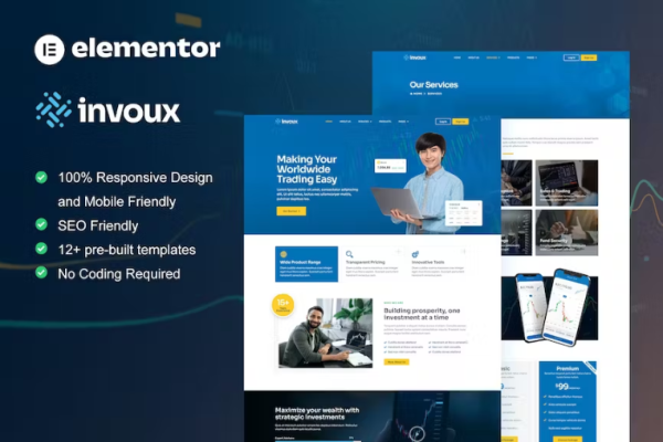 Invoux – 贸易和投资 Elementor Pro 模板套件-myforexstore
