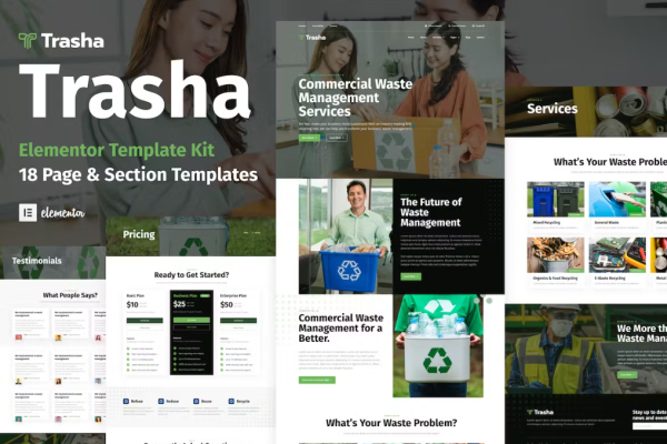 Trasha – 废物管理和回收服务元素模板套件-极客小站