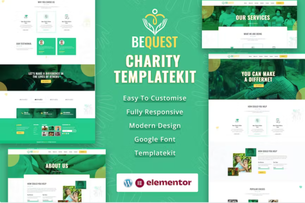 bequest-非营利慈善和捐赠 Elementor 模板套件-极客小站