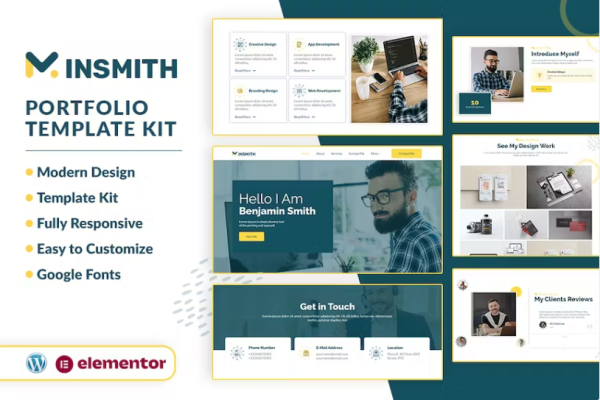MINSMITH – Portfolio Elementor 模板套件-极客小站