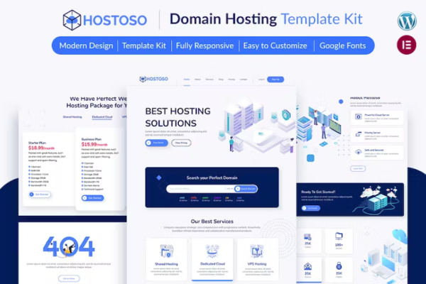 HOSTOSO – 托管和虚拟主机服务模板套件-极客小站