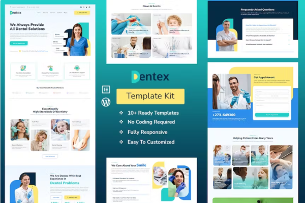 DENTEX – 牙医和牙科护理 Elementor 模板套件-极客小站