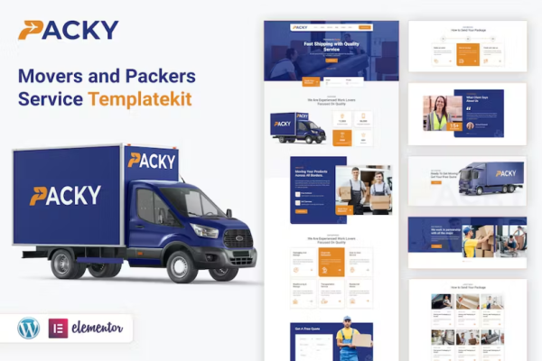 packy- | 包装工和搬运工服务元素模板套件-极客小站