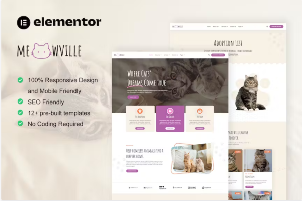 MeowVille – 动物收容所和猫饲养员元素模板套件-极客小站