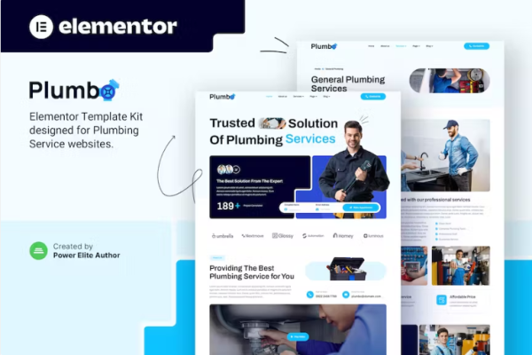 Plumbo – 管道服务 Elementor 模板套件-极客小站