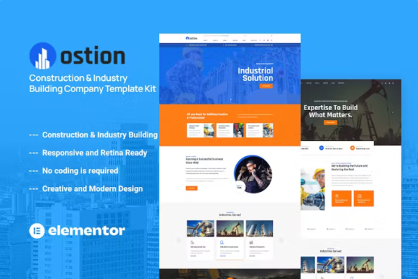 Ostion-建筑和工业建筑公司Elementor模板套件-myforexstore