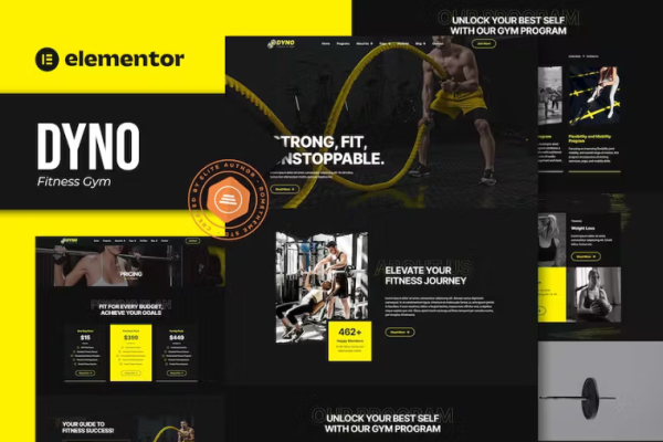 Dyno-健身健身房Elementor Pro模板套件-极客小站