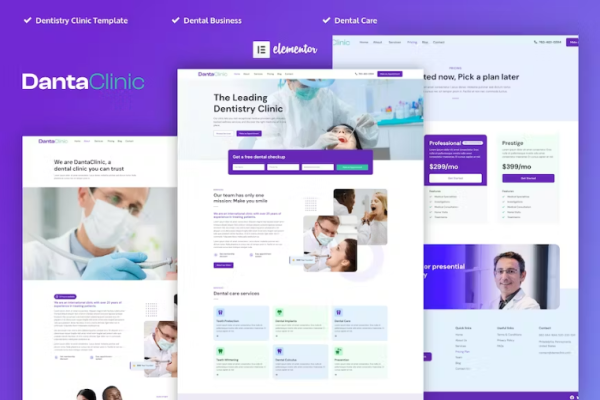 Danta Clinic – 牙医和牙科诊所Elementor Pro模板套件-myforexstore
