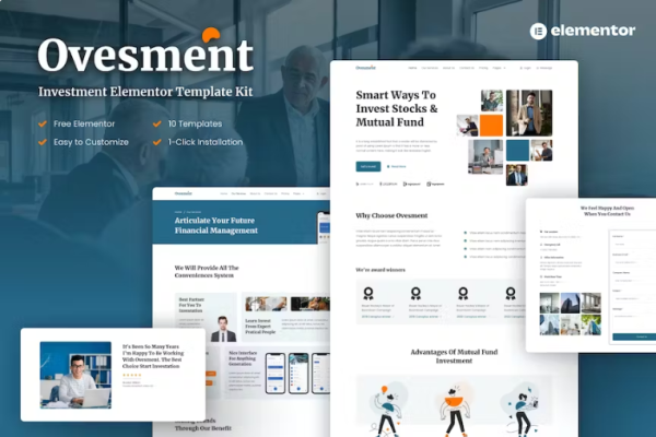 Ovesment-投资和金融元素Elementor模板套件-极客小站