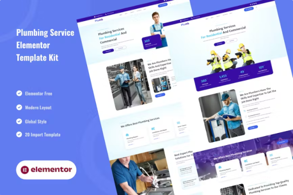 Plumb-管道安装和维护元件Elementor模板套件-myforexstore