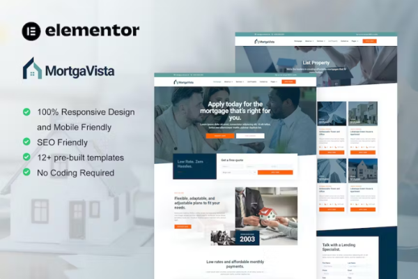 Mortgavista-抵押贷款 Elementor Pro模板套件-极客小站