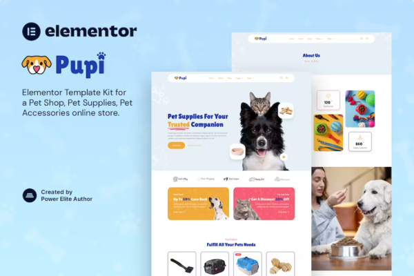 Pupi – 宠物店和宠物用品 Elementor 模板套件-myforexstore