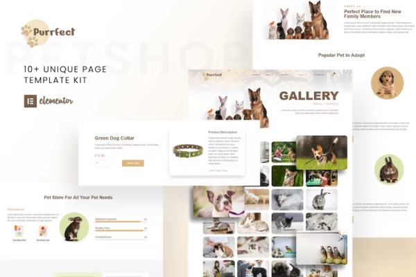 Purrfect – 宠物店 Elementor 模板套件-极客小站