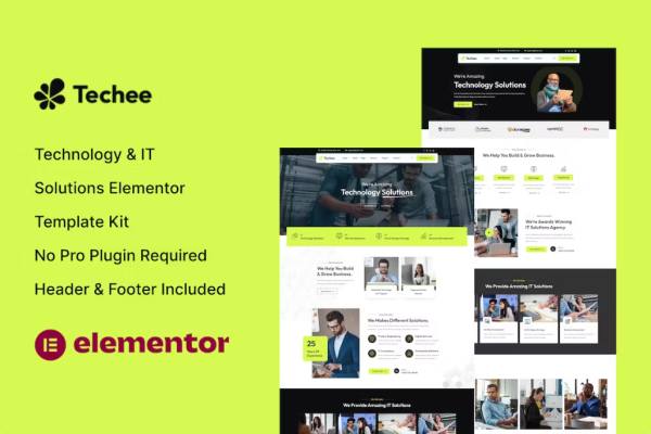 Techee – 技术和 IT 解决方案 Elementor 模板套件-极客小站