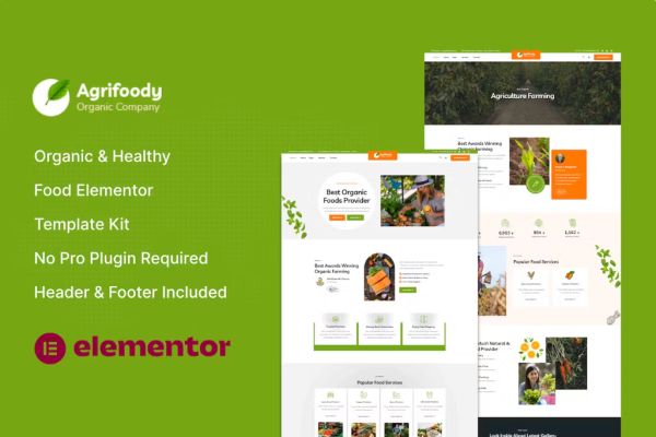 Agrifoody – 有机和健康食品 Elementor 模板套件-极客小站