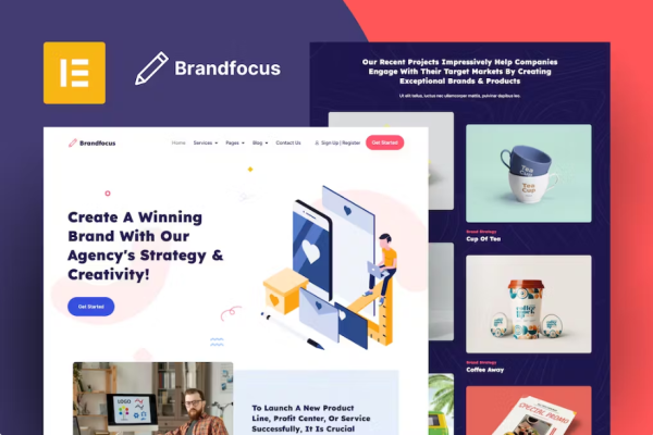Brandfocus – 品牌代理 Elementor 模板套件-极客小站