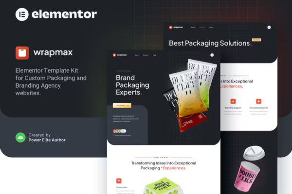 Wrapmax – 定制包装和品牌代理机构 Elementor 模板套件-极客小站