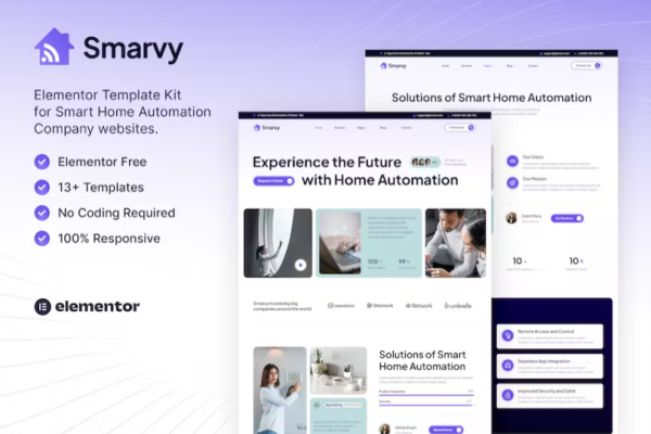Smarvy – 智能家居自动化公司 Elementor 模板套件-极客小站