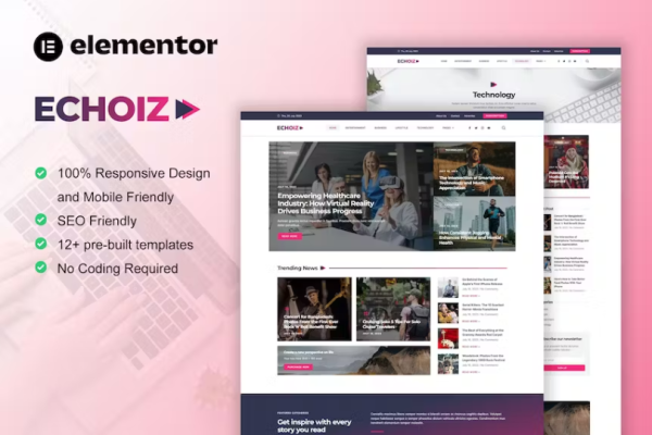 Echoiz – 新闻和杂志 Elementor Pro 模板套件-极客小站